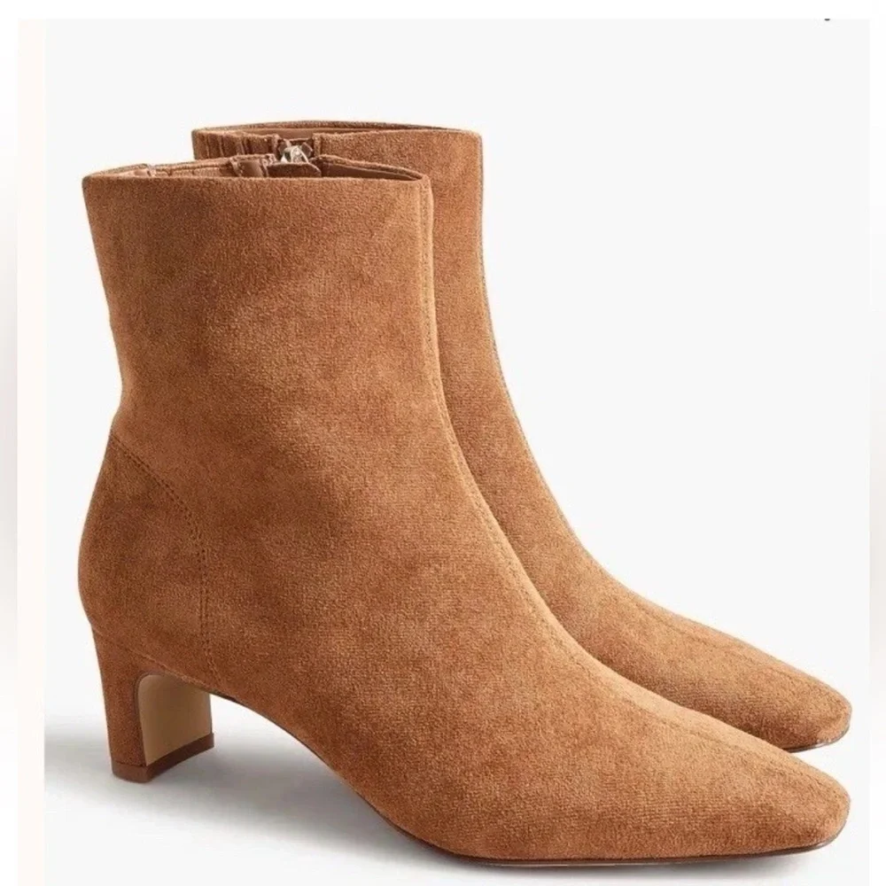 J Crew Sueded Snip Toe Brown Ankle Boots Women’s Size 8 **Never Worn**